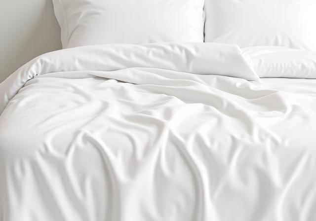 Linge de lit blanc en percale de coton de la collection Pureté